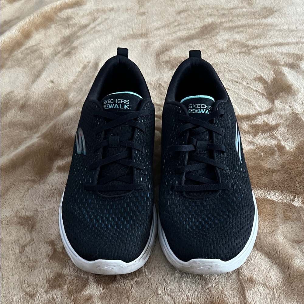 Skechers Black and teal Go Walk slip in Sneakers